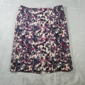 Talbots Pink Black Watercolor Floral Print Pencil Skirt Women's Size 10 Career